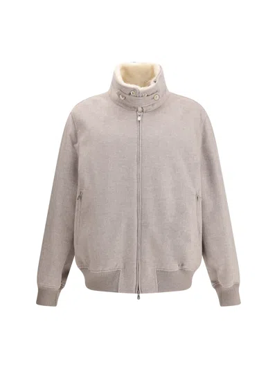 Brunello Cucinelli Men Cashmere Bomber In Neutral