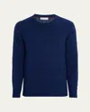 Brunello Cucinelli Men's Cashmere Cable Knit Crewneck Sweater In Blue