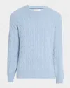 Brunello Cucinelli Men's Cashmere Cable Knit Crewneck Sweater In Blue