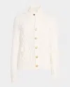 Brunello Cucinelli Cashmere Cardigan With Cable Knit Design In White