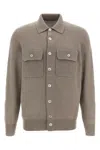 Brunello Cucinelli Cashmere Collared Design Cardigan In Gray