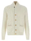 Brunello Cucinelli Cashmere Cardigan With Cable Knit Design In Neutral