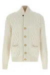 Brunello Cucinelli Cashmere Cardigan With Cable Knit Design In White