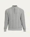 Brunello Cucinelli Men's Cashmere Chevron Vanise Quarter-zip Sweater In Gray