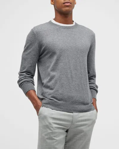 Brunello Cucinelli Men's Cashmere Crew Sweater In Dark Grey