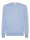 Brunello Cucinelli Men Cashmere Crewneck Jumper In Blue