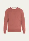 Brunello Cucinelli Men's Cashmere Crewneck Sweater In Coral