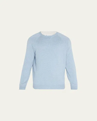 Brunello Cucinelli Men's Cashmere Crewneck Sweater In Cuc34-blue