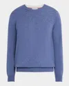 Brunello Cucinelli Men's Cashmere Crewneck Sweater In Denim