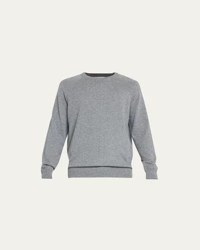 Brunello Cucinelli Men's Cashmere Crewneck Sweater In Grey