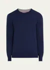Brunello Cucinelli Virgin Wool-cashmere Crew Neck Jumper In Marine Blue