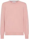 Brunello Cucinelli Men Cashmere Crewneck Sweater In Pink