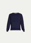 Brunello Cucinelli Men Cashmere And Silk Sweater In Navy
