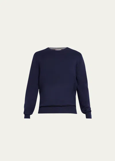Brunello Cucinelli Men's Cashmere Crewneck Sweater In Navy