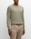 Brunello Cucinelli Men's Cashmere Crewneck Sweater In Olive Green