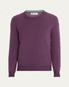 Brunello Cucinelli Men's Cashmere Crewneck Sweater In Purple