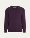 Brunello Cucinelli Men's Cashmere Donegal Crewneck Sweater In Purple
