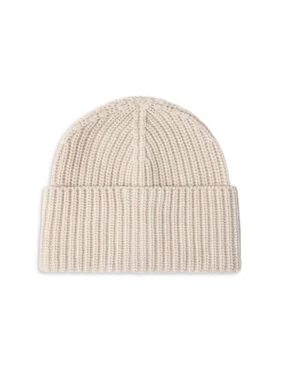 Brunello Cucinelli Men's Cashmere English Rib Knit Beanie In White