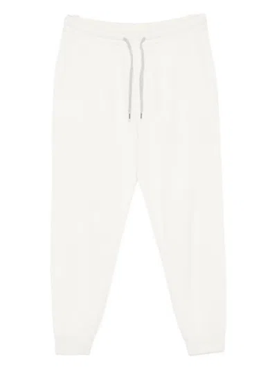 Brunello Cucinelli Men Cashmere English Rib Knit Track Pants In White