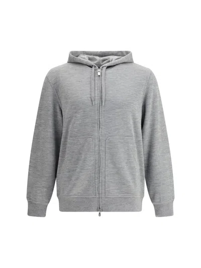 Brunello Cucinelli Men Cashmere Hoodie In Gray