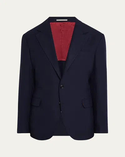 Brunello Cucinelli Men's Cashmere Hopsack Sport Coat In C003 Navy