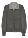 Brunello Cucinelli Check-pattern Zip-up Bomber Jacket In Gray