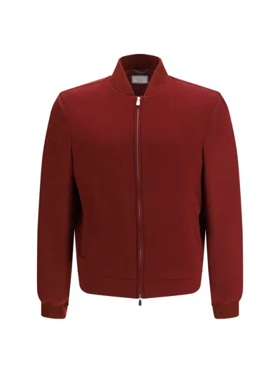 Brunello Cucinelli Multicolor Cashmere Bomber In Red