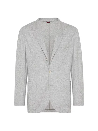 Brunello Cucinelli Men's Cashmere Jersey Blazer In Grey