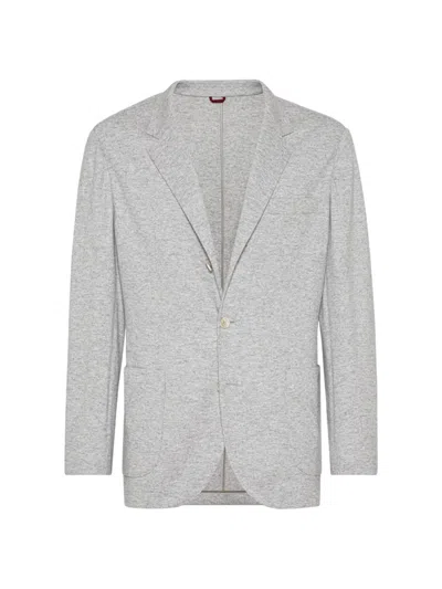 Brunello Cucinelli Cashmere Single-breasted Blazer In Pearl Grey