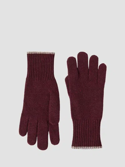 Brunello Cucinelli Cashmere-knit Gloves In Red