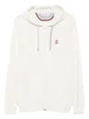 Brunello Cucinelli Cashmere Knit Sweatshirt With Hood In White