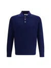 Brunello Cucinelli Long-sleeve Cashmere Polo Shirt In Blue