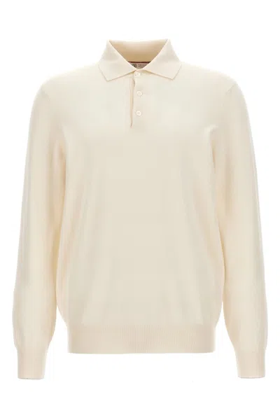 Brunello Cucinelli Men Cashmere Polo Shirt In Neutral