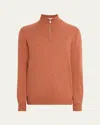 Brunello Cucinelli Cashmere Half-zip Sweater In Orange
