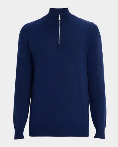Brunello Cucinelli Sapphire Blue Cashmere Midzip Sweater