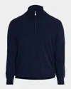 Brunello Cucinelli Men's Cashmere Quarter-zip Sweater In Blue