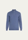 Brunello Cucinelli Men's Cashmere Quarter-zip Sweater In Blue