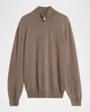 Brunello Cucinelli Men's Cashmere Quarter-zip Sweater In Brown