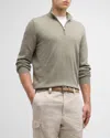 Brunello Cucinelli Men's Cashmere Quarter-zip Sweater In Cnz43 Green
