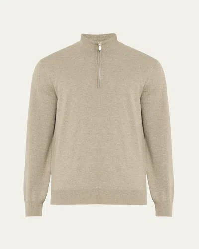 Brunello Cucinelli Men's Cashmere Quarter-zip Sweater In Green