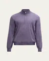 Brunello Cucinelli Men's Cashmere Quarter-zip Sweater In Iris