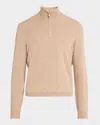 Brunello Cucinelli Men's Cashmere Quarter-zip Sweater In Medium Brown
