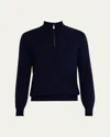 Brunello Cucinelli Men's Cashmere Quarter-zip Sweater In Navy