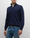 Brunello Cucinelli Men's Cashmere Quarter-zip Sweater In Navy