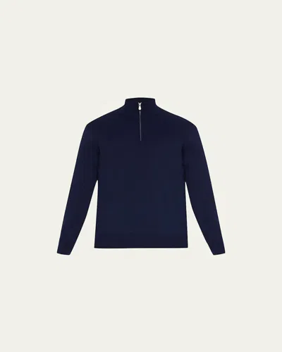 Brunello Cucinelli Men's Cashmere Quarter-zip Sweater In Navy