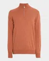 Brunello Cucinelli Cashmere Half-zip Sweater In Orange