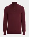 Brunello Cucinelli Men's Cashmere Quarter-zip Sweater In Brown