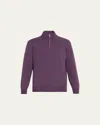 Brunello Cucinelli Men's Cashmere Quarter-zip Sweater In Purple