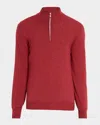 Brunello Cucinelli Men's Cashmere Quarter-zip Sweater In Red
