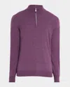 Brunello Cucinelli Men's Cashmere Quarter-zip Sweater In Purple